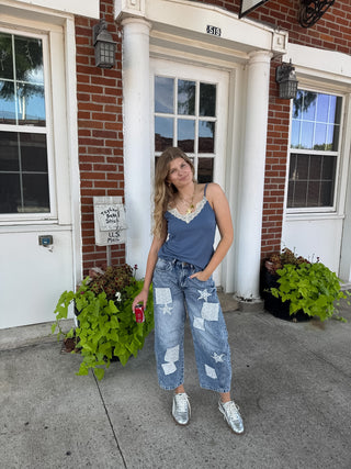 Briar Patchwork Barrel Jeans