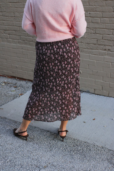 Nora Floral Pleated Midi Skirt