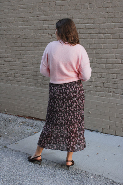 Nora Floral Pleated Midi Skirt