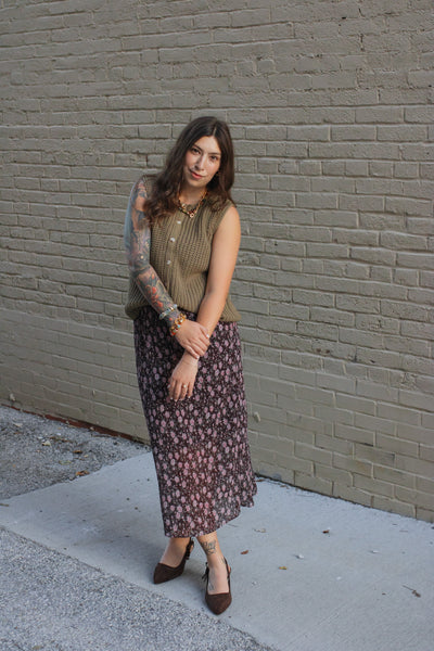 Nora Floral Pleated Midi Skirt