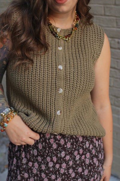 Jolie Button Knit Sweater Vest