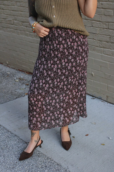 Nora Floral Pleated Midi Skirt
