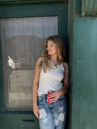 Drew Ribbed Lace Tank