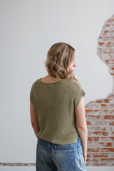 Remy Split Neck Knit Pullover | Light Olive