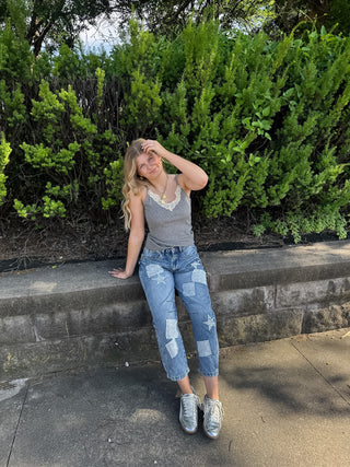 Drew Ribbed Lace Tank