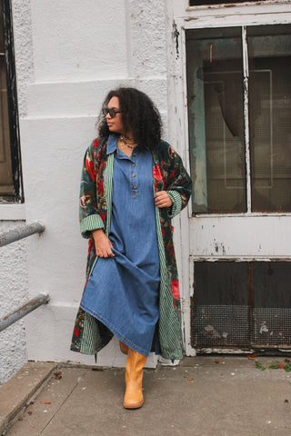 Quincy Floral Velvet Long Duster