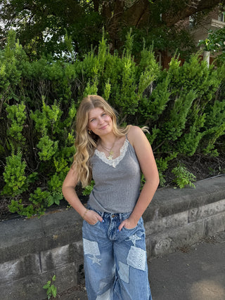 Drew Ribbed Lace Tank