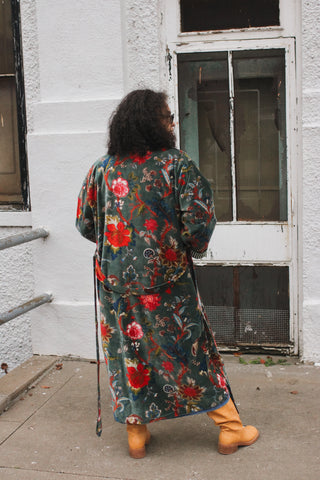 Quincy Floral Velvet Long Duster