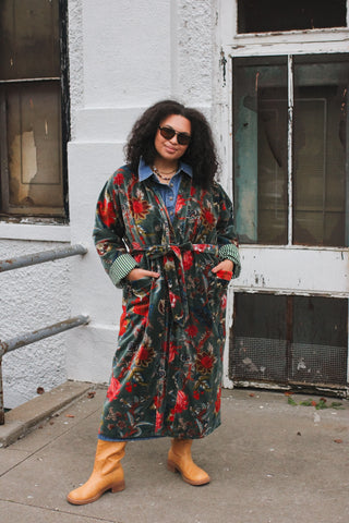 Quincy Floral Velvet Long Duster