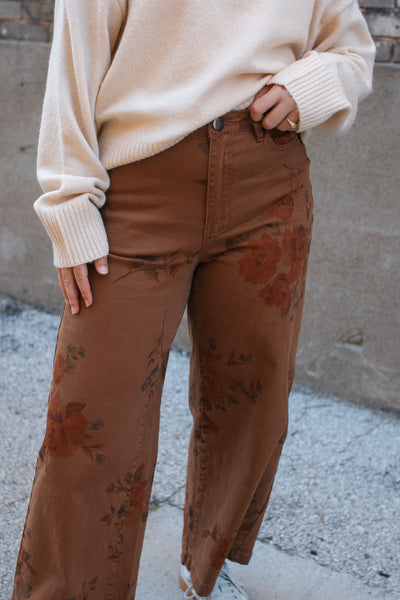 Stacey Floral Printed Wide Leg Jeans