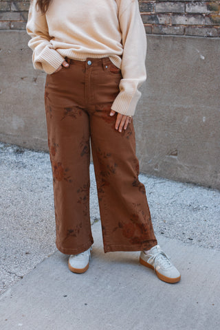 Stacey Floral Printed Wide Leg Jeans