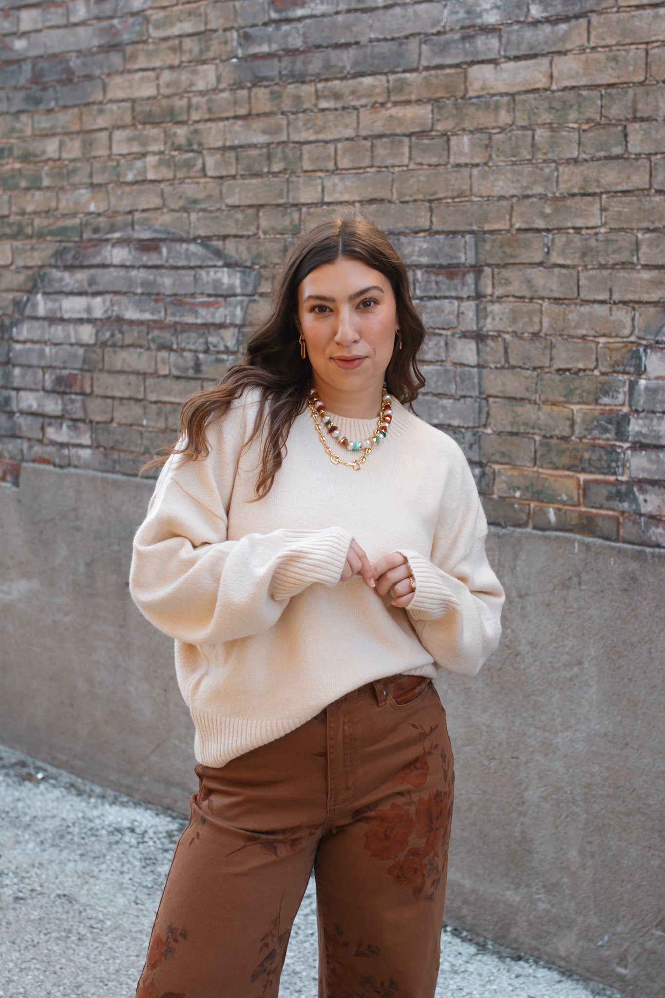 Whitney Classic Crewneck Sweater - Ecru