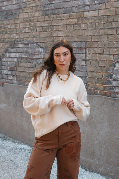 Whitney Classic Crewneck Sweater - Ecru