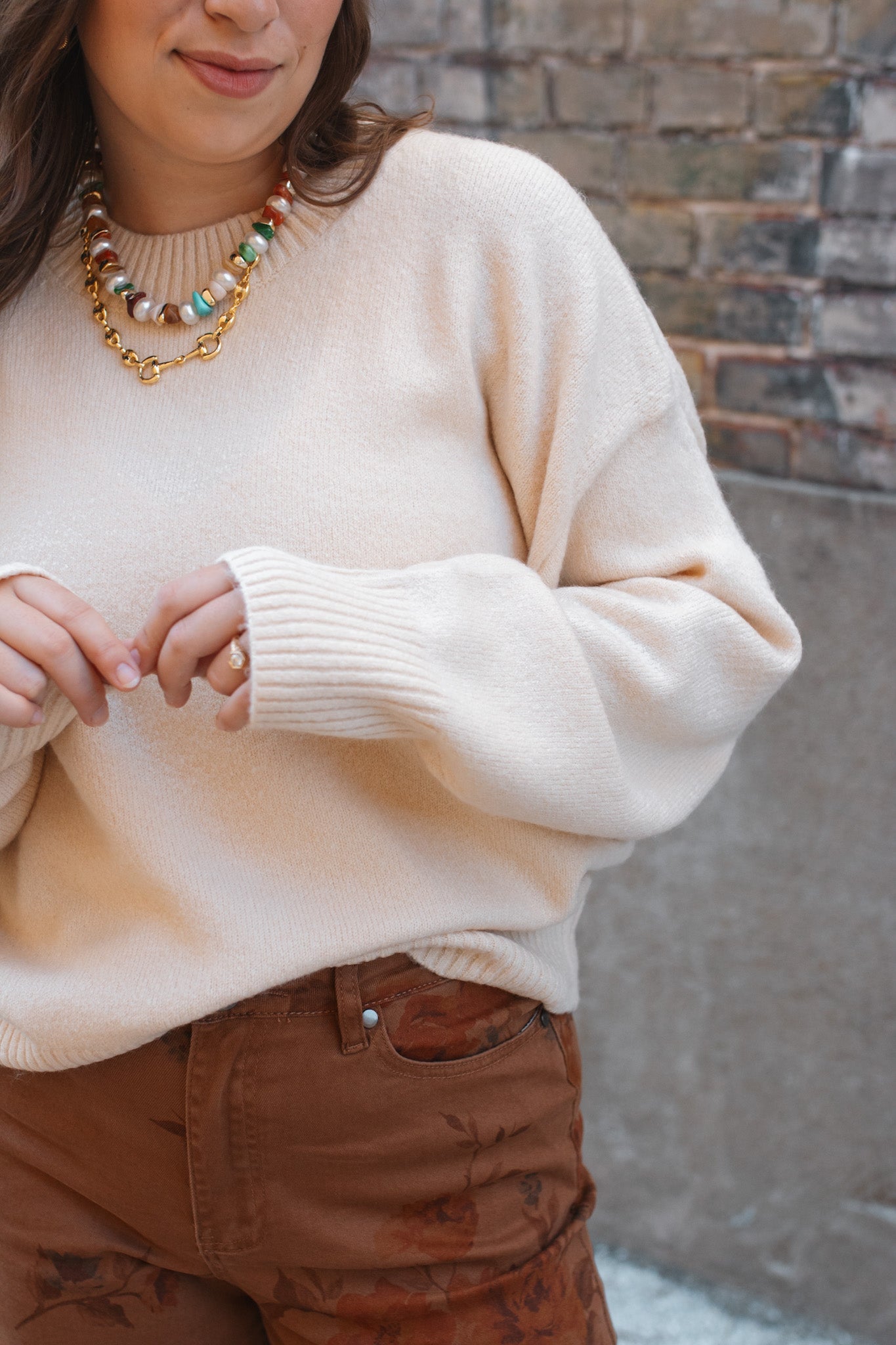 Whitney Classic Crewneck Sweater - Ecru