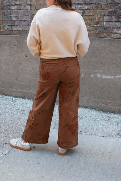 Stacey Floral Printed Wide Leg Jeans