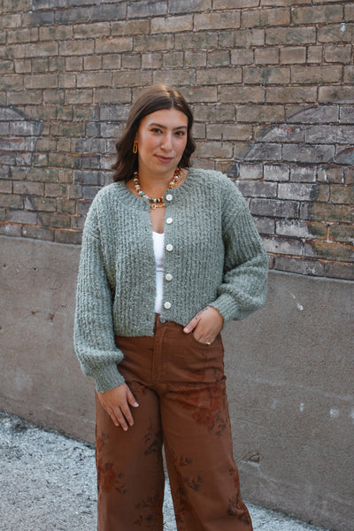 Lina Textured Knit Cardigan | Dusty Blue