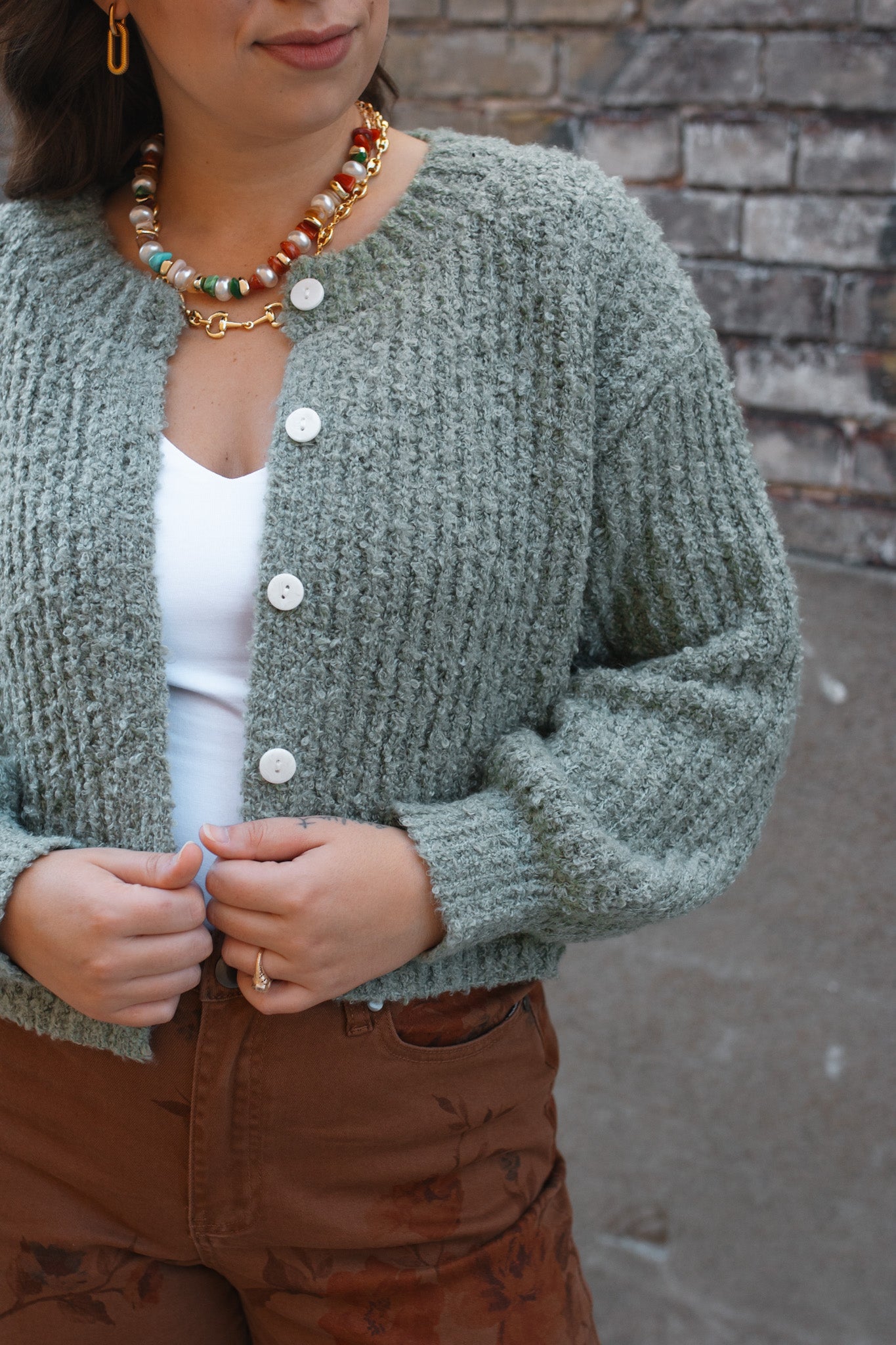 Lina Textured Knit Cardigan | Dusty Blue