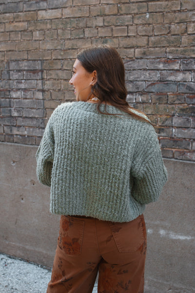 Lina Textured Knit Cardigan | Dusty Blue