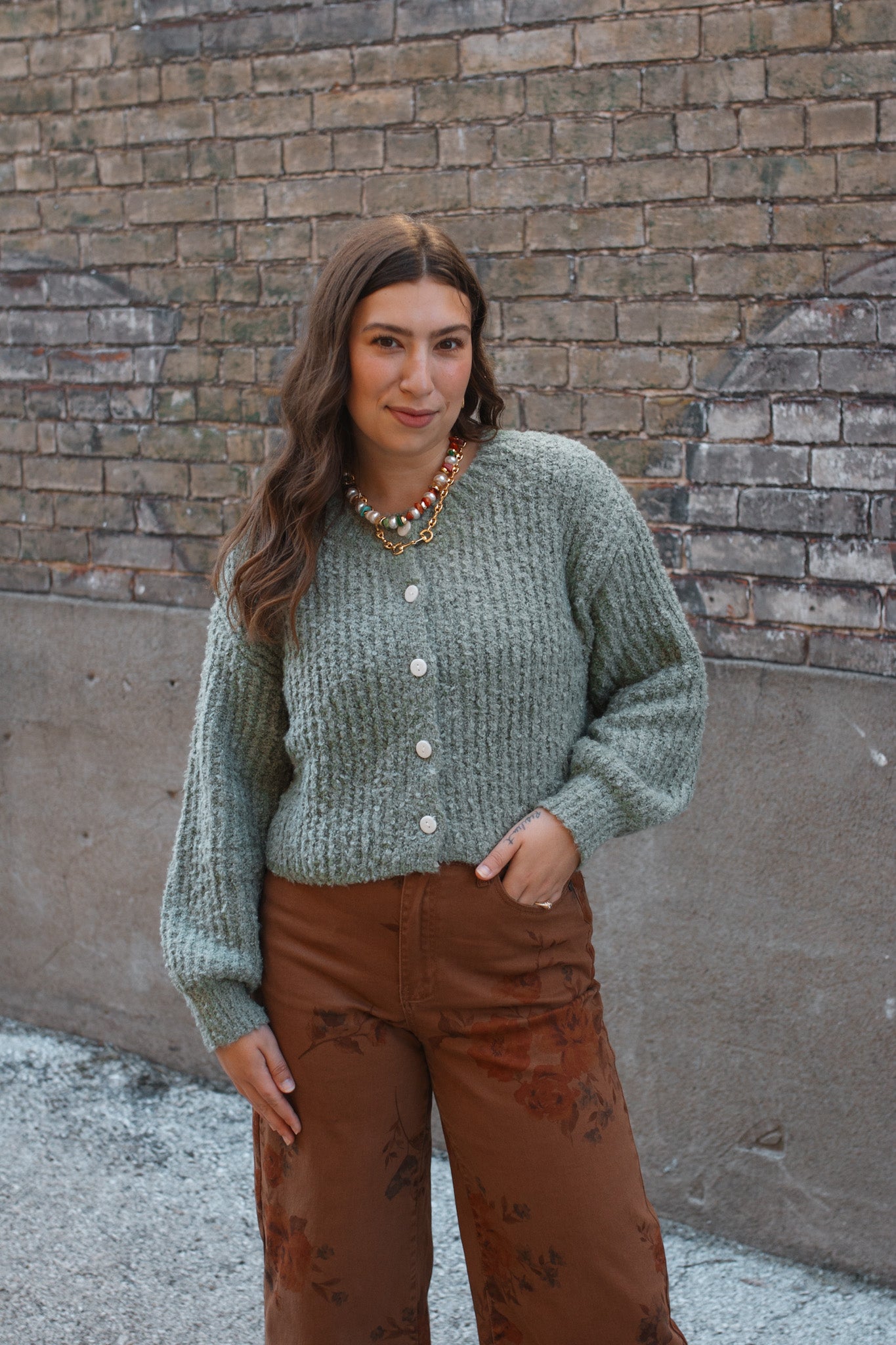 Lina Textured Knit Cardigan | Dusty Blue