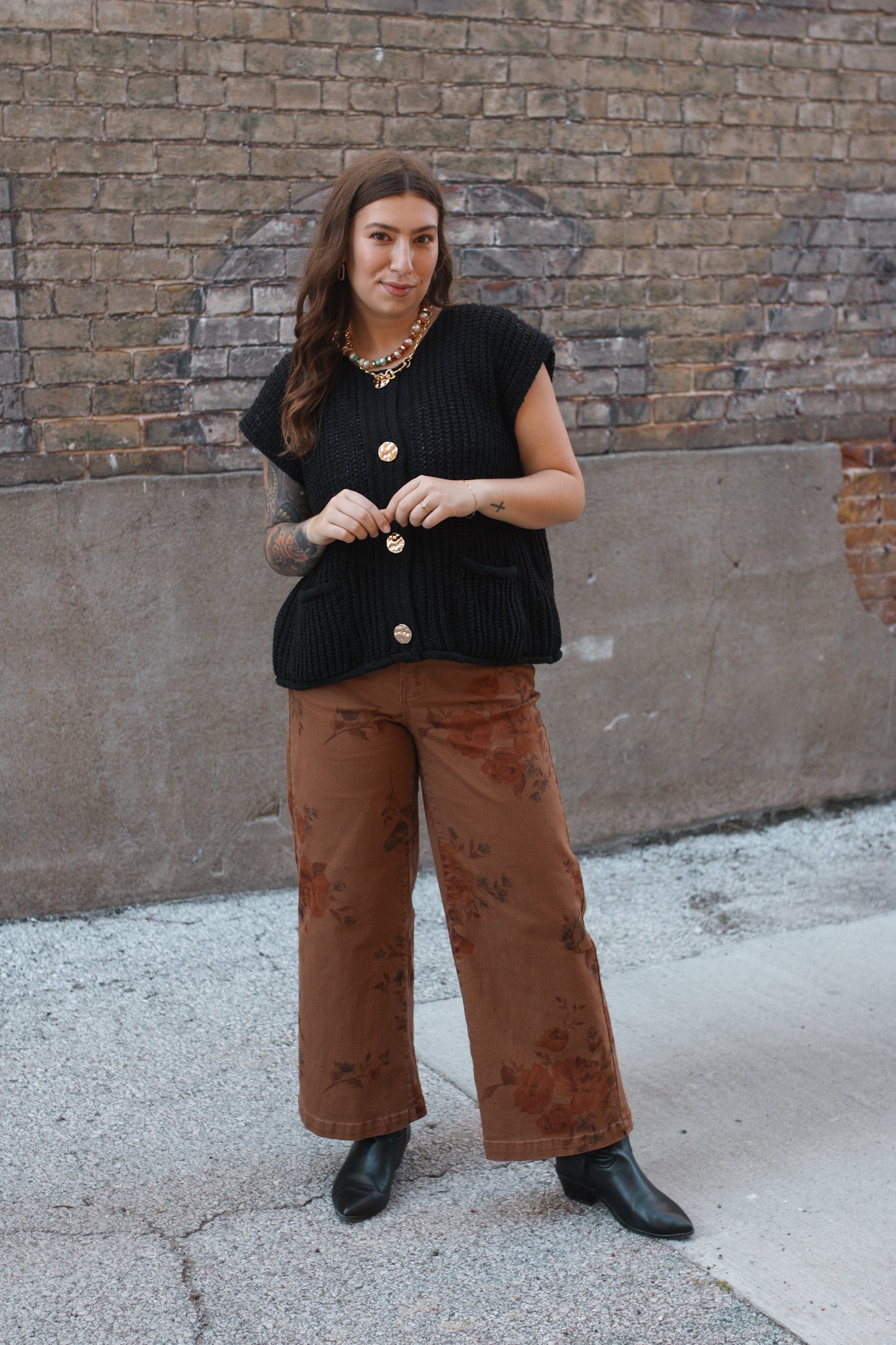 Stacey Floral Printed Wide Leg Jeans