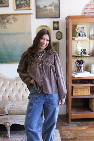 Lena Mineral Washed Babydoll Blouse