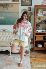 Averie Floral Patchwork Oversized Hoodie | Ivory