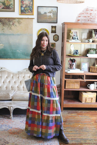 Winnie Rainbow Checked Maxi Skirt