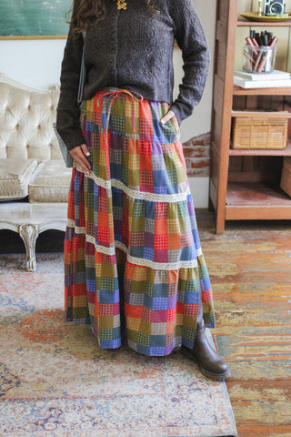 Winnie Rainbow Checked Maxi Skirt