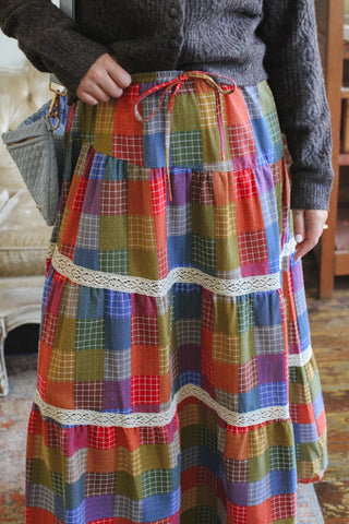 Winnie Rainbow Checked Maxi Skirt