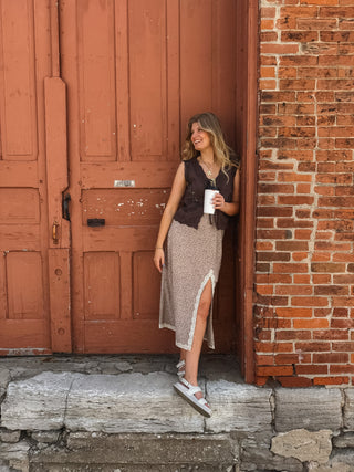 Avery Floral Satin Midi Skirt