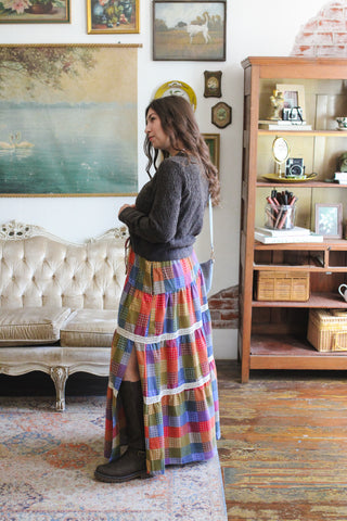 Winnie Rainbow Checked Maxi Skirt