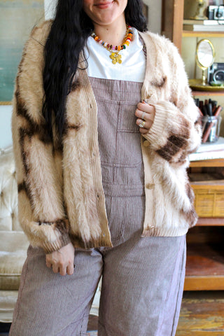 Ezme Patterned Fuzzy Cardigan