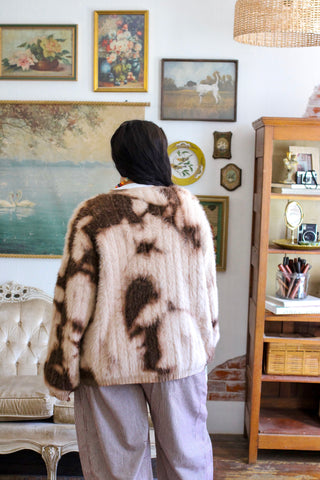 Ezme Patterned Fuzzy Cardigan