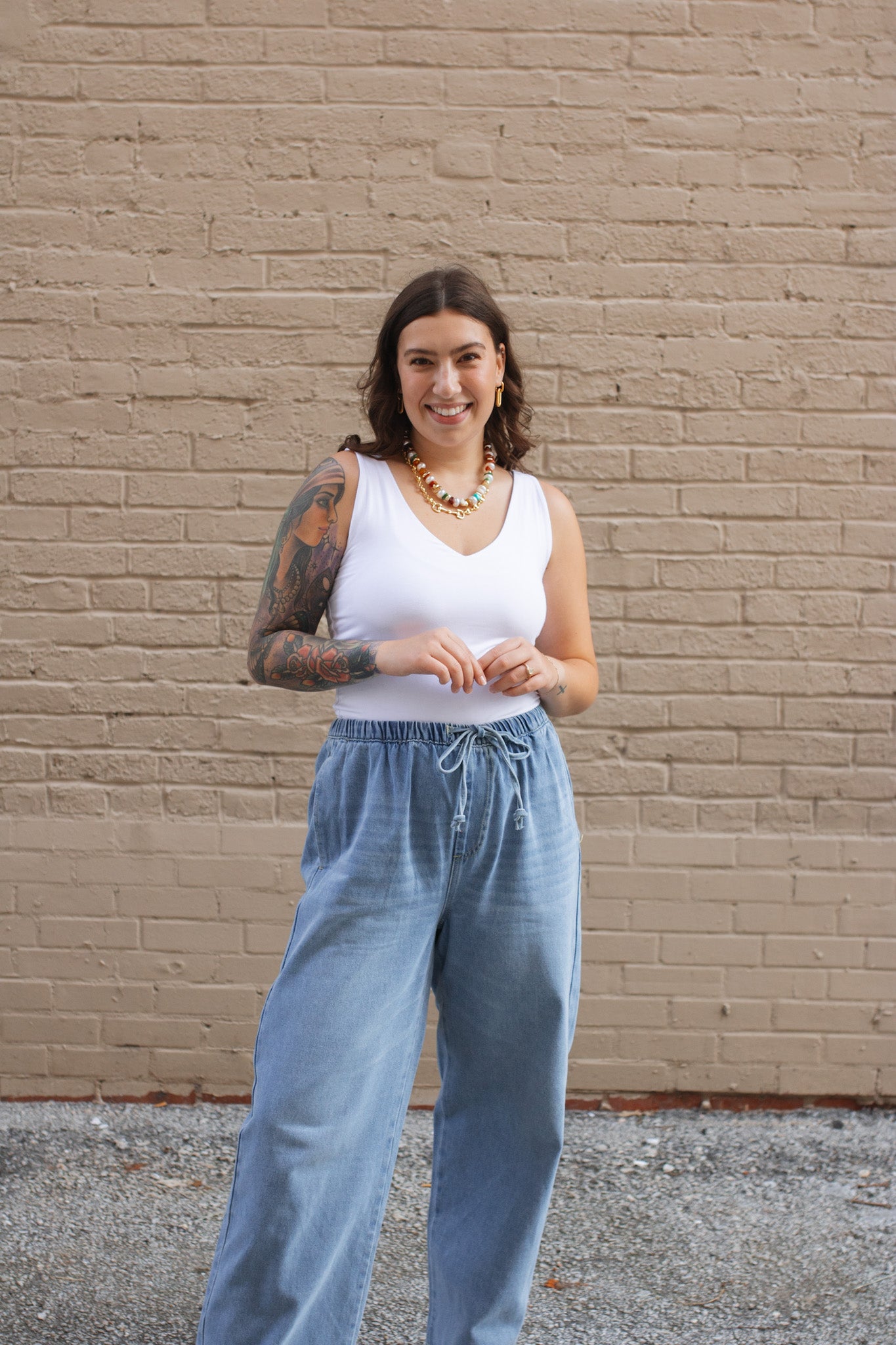 Mira Drawstring Denim Pant