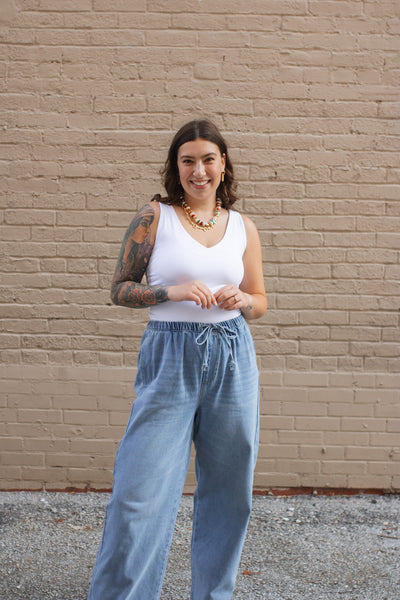 Mira Drawstring Denim Pant