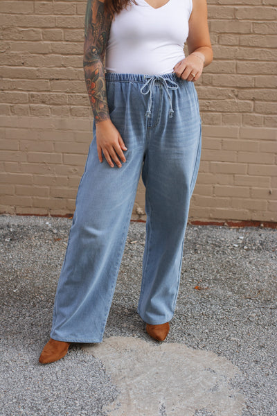 Mira Drawstring Denim Pant