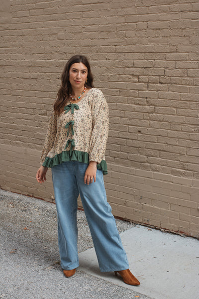 Clara Ruffle Tie Blouse