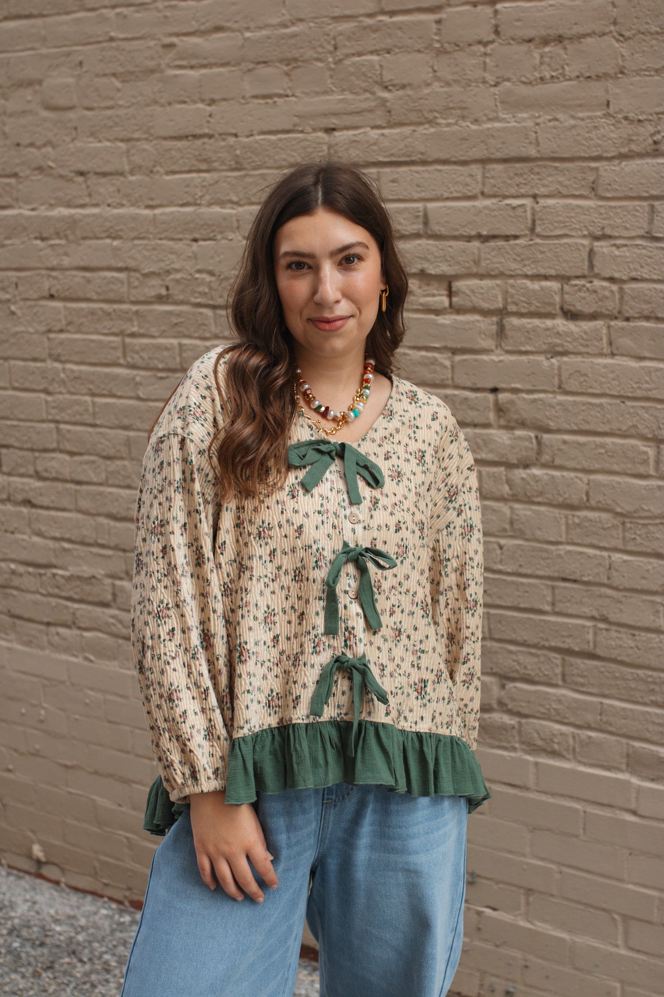 Clara Ruffle Tie Blouse