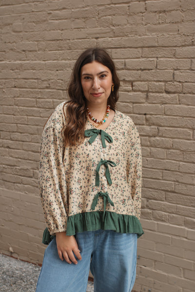 Clara Ruffle Tie Blouse