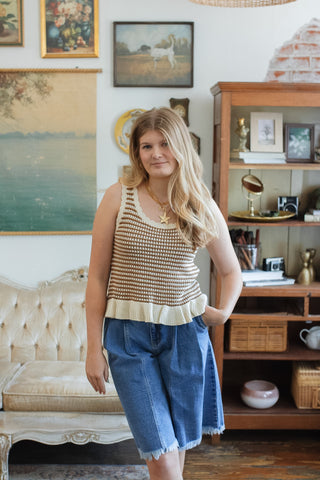 Crosby High Rise Pleated Denim Shorts