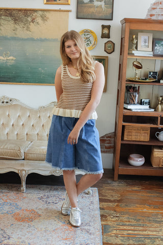 Crosby High Rise Pleated Denim Shorts