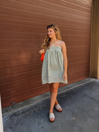 Iris Striped Baby Doll Mini Dress