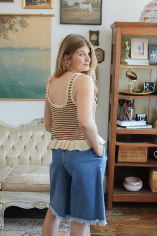 Crosby High Rise Pleated Denim Shorts