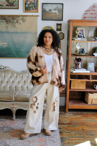 Ezme Patterned Fuzzy Cardigan