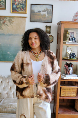 Ezme Patterned Fuzzy Cardigan
