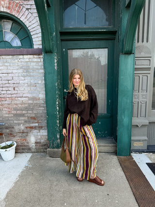 Spencer Striped Wide Leg Pull On Pant