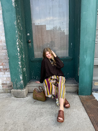 Spencer Striped Wide Leg Pull On Pant