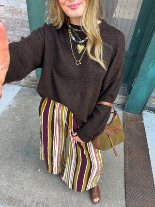 Spencer Striped Wide Leg Pull On Pant