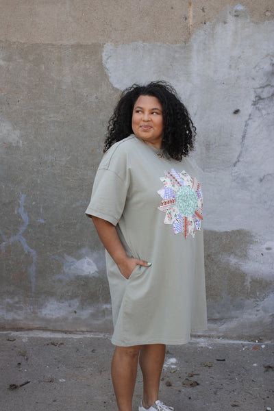 Dani Quilted Floral T-Shirt Dress