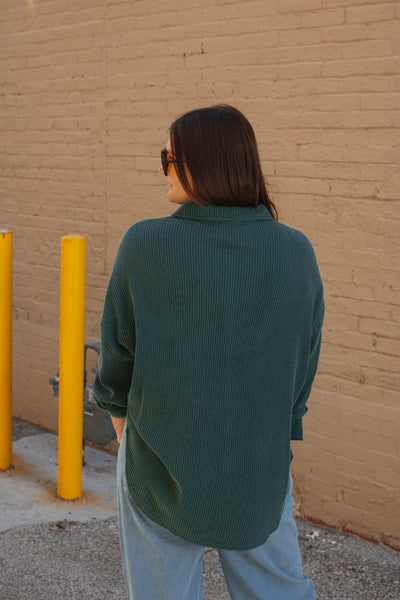 Libby Washed Waffle Knit Button-Up